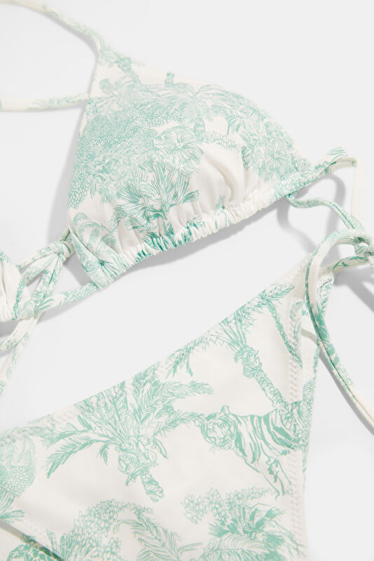 Green Patterned Lace-Up Women's Bikini 4