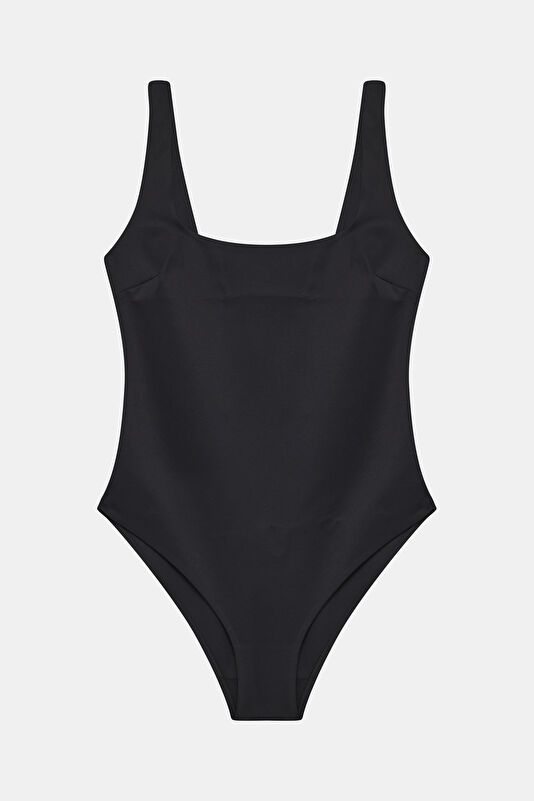 Black Patterned Tie-Up Women's Swimsuit