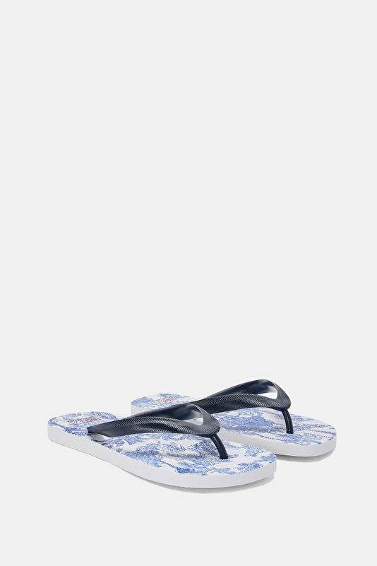 Navy Blue Design Filled Slipper