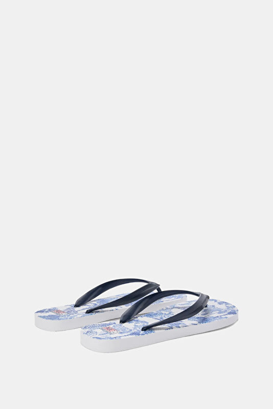 Navy Blue Design Filled Slipper 2