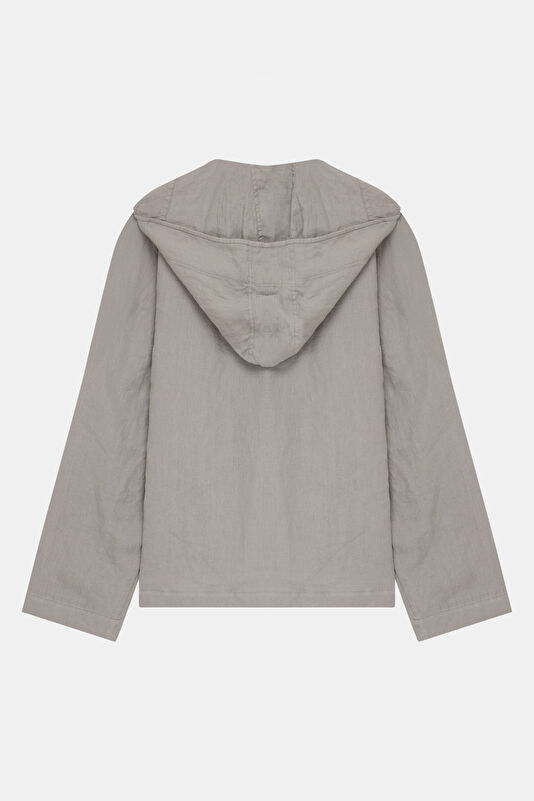 Gray Buttoned Linen Men's Jacket 2