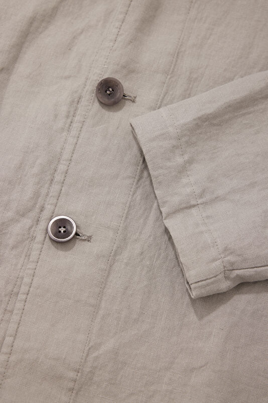 Gray Buttoned Linen Men's Jacket 4