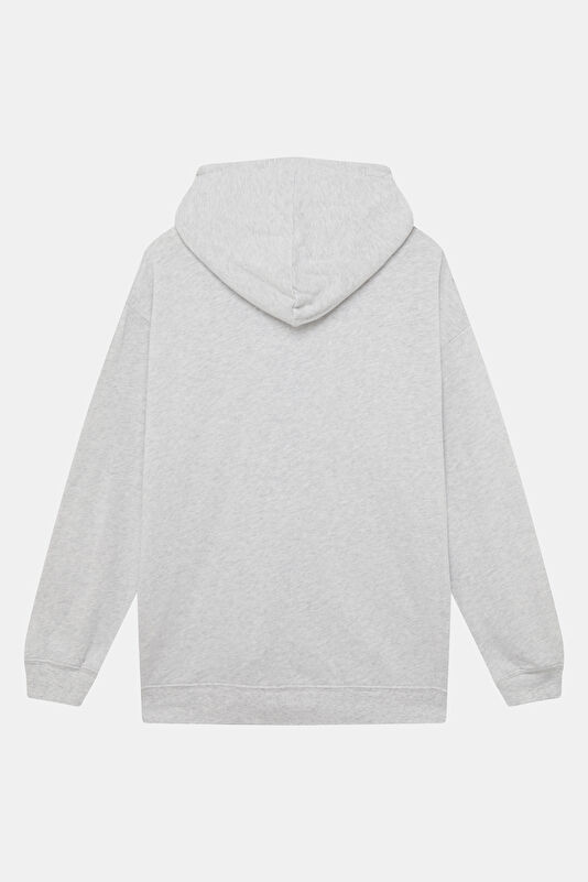 Gri Relax Kalıp Kapuşonlu Erkek Sweatshirt 2