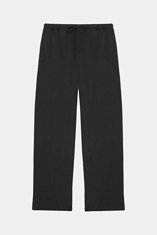 Relax Kalıp Siyah Wide Leg Pantolon