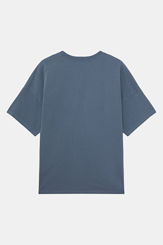 Relax Fit Blue Crew Neck Men's T-Shirt 2
