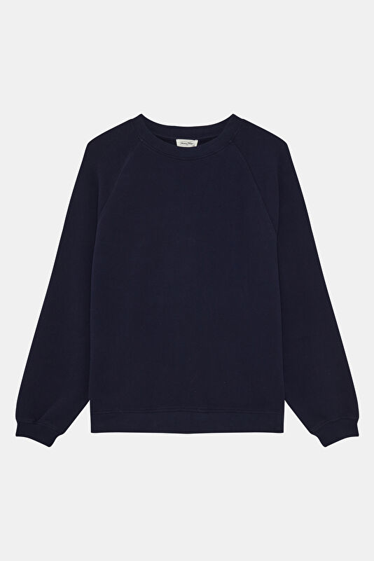 Lacivert Relax Kalıp Bisiklet Yaka Erkek Sweatshirt