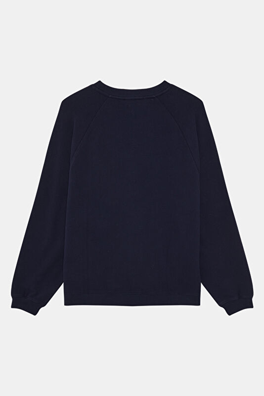 Lacivert Relax Kalıp Bisiklet Yaka Erkek Sweatshirt 2