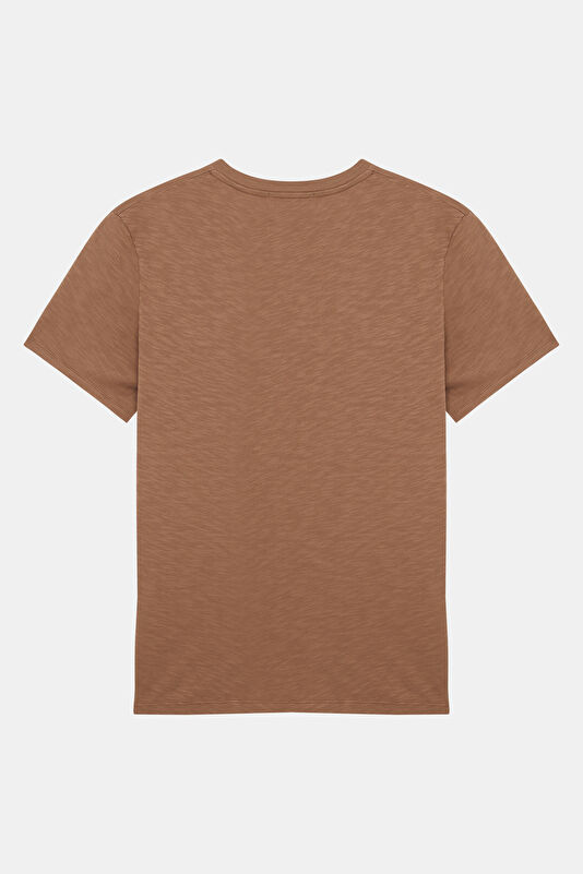 Relax Fit Light Brown Crew Neck Men's T-Shirt 2