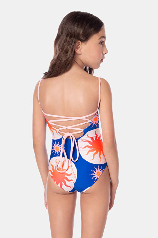 Multicolored Patterned Kids Swimsuit with Elastic Waistband 2