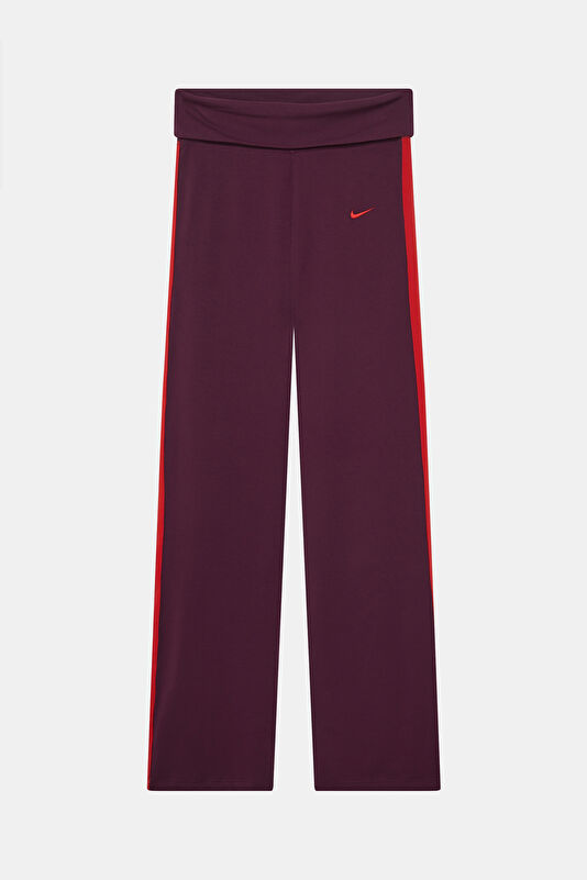 Burgundy Wide-Leg Women's Sports Pants