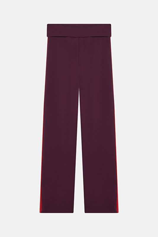 Burgundy Wide-Leg Women's Sports Pants 2