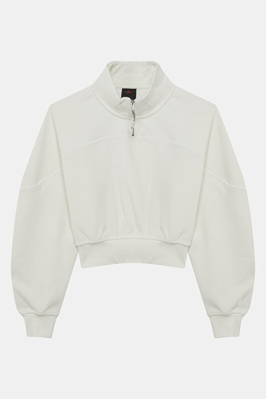 Beyaz Dik Yaka Kadın Sweatshirt