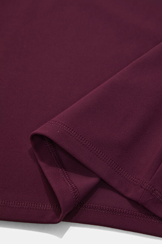 Bordo Bisiklet Yaka Kadın T-Shirt 4