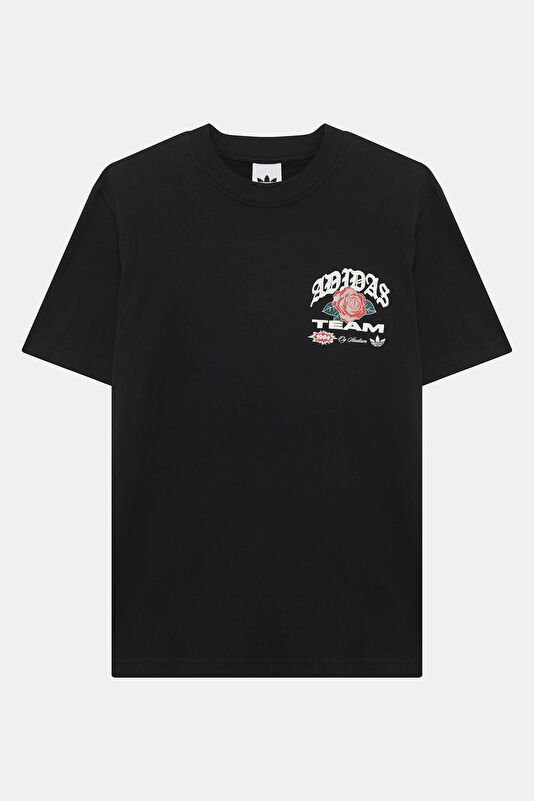 Relax Fit Black Crew Neck Printed Men's T-Shirt