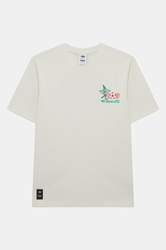 Relax Kalıp Beyaz Bisiklet Yaka Baskılı Erkek T-Shirt 4