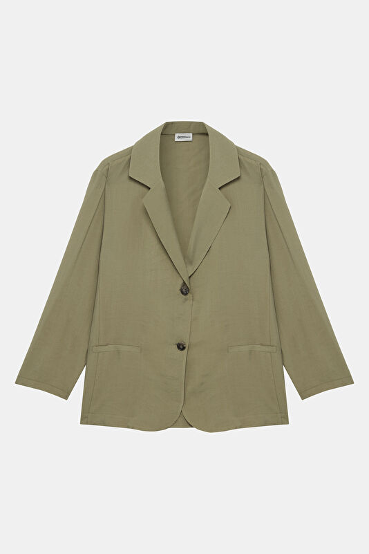 Green Buttoned Lyocell Women's Jacket