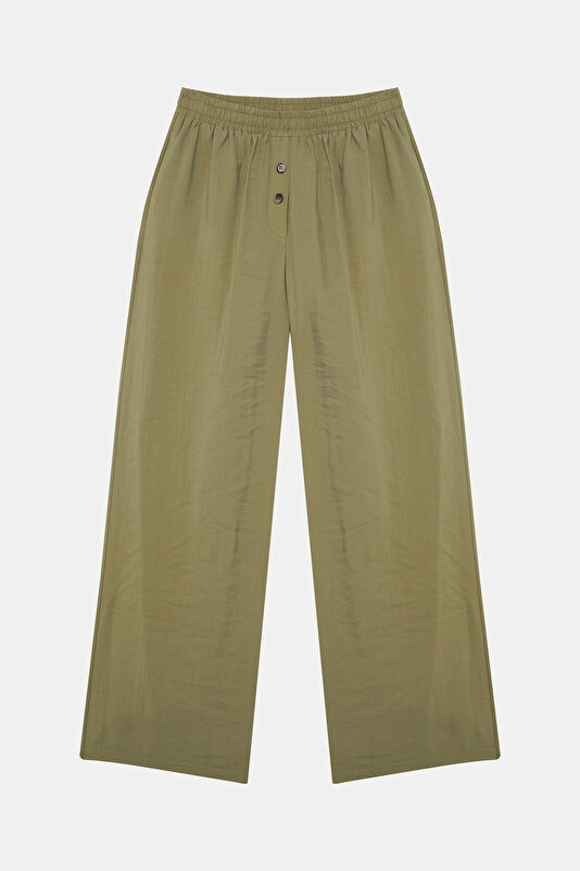Yeşil Wide Leg Kadın Pantolon