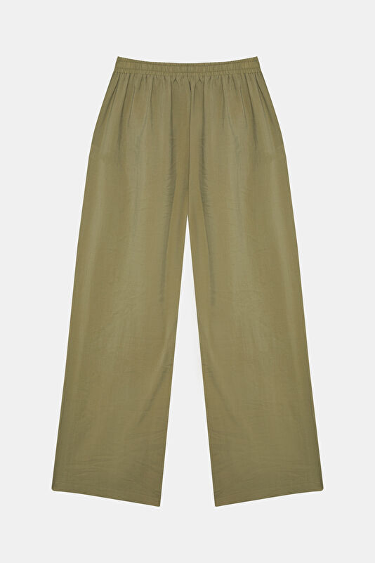 Yeşil Wide Leg Kadın Pantolon 2