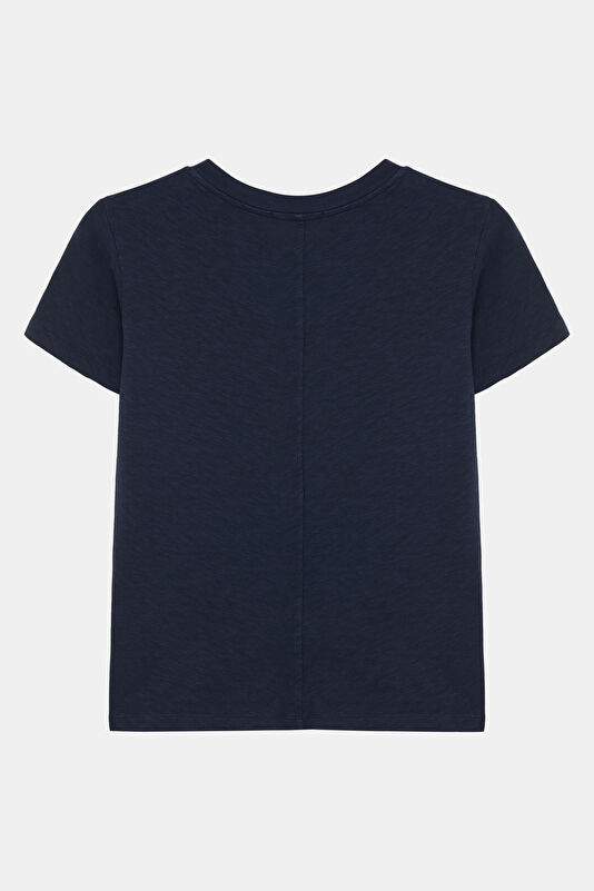 Lacivert Bisiklet Yaka Kadın T-Shirt 2