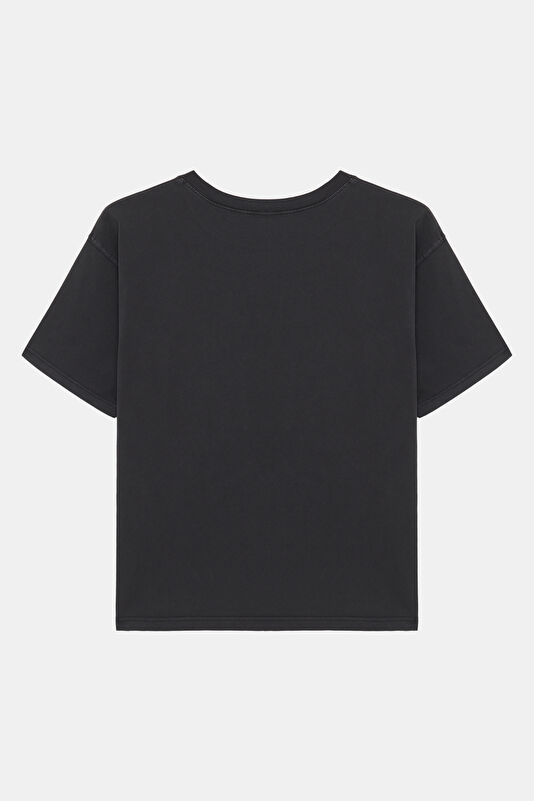 Siyah Bisiklet Yaka Kadın T-Shirt 2
