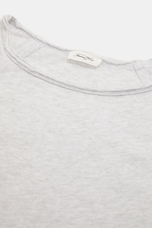 Gri Melanj Kayık Yaka Kadın T-Shirt 3