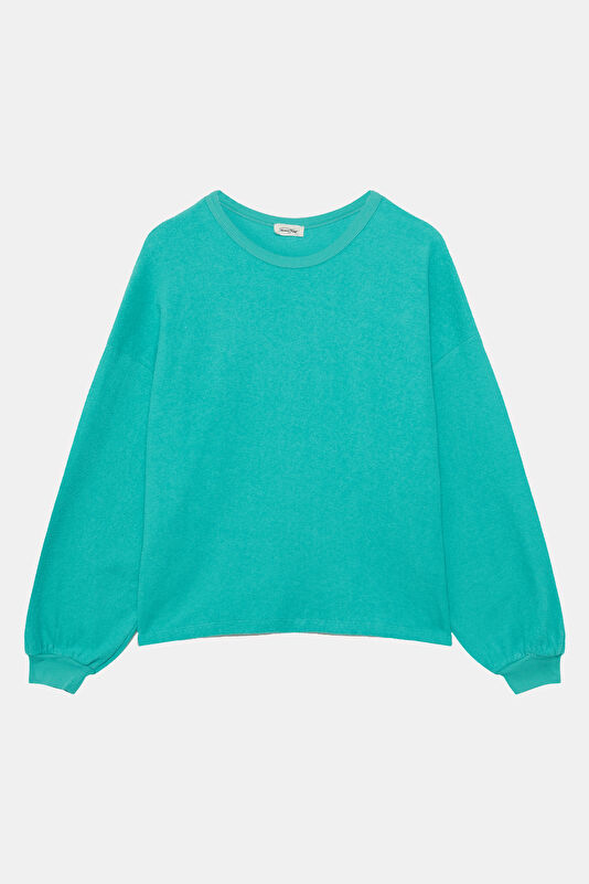 Turkuaz Kapuşonlu Kadın Sweatshirt