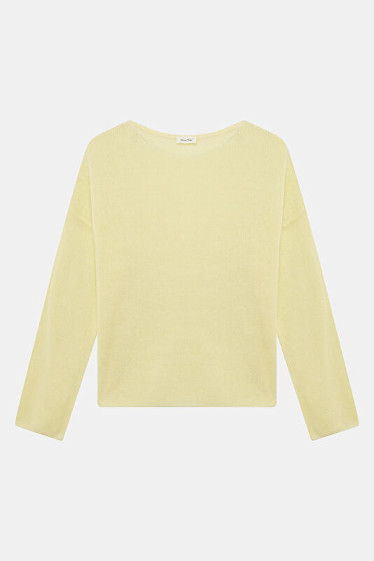 Açık Sarı Kayık Yaka Kadın Sweatshirt