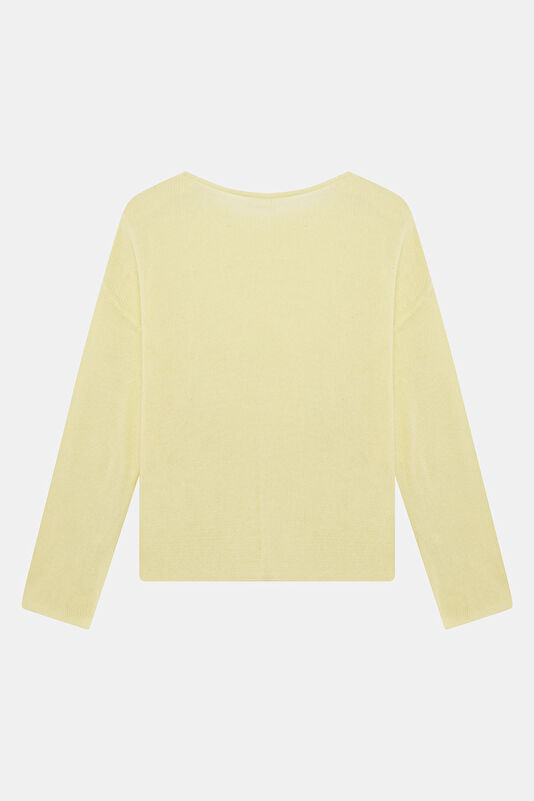 Açık Sarı Kayık Yaka Kadın Sweatshirt 2