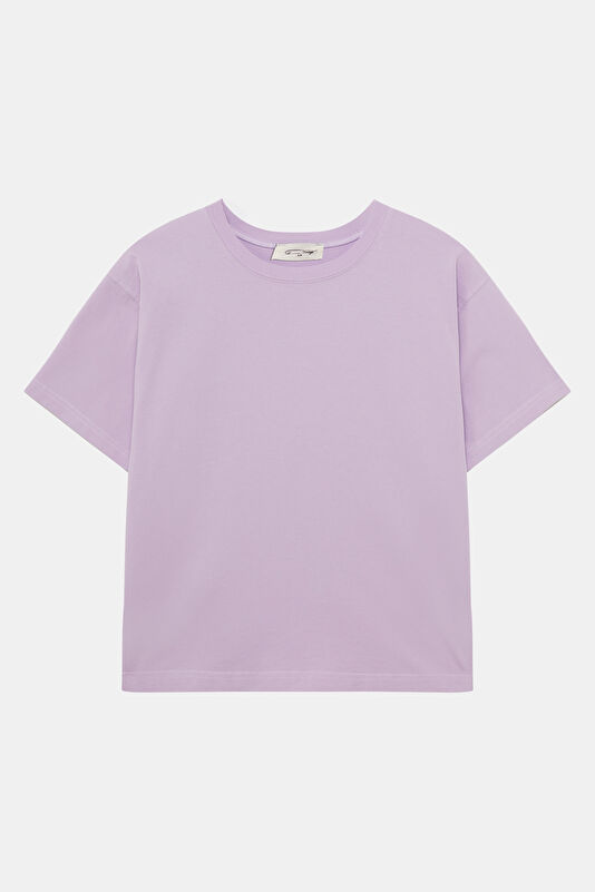 Lila Bisiklet Yaka Kadın T-Shirt