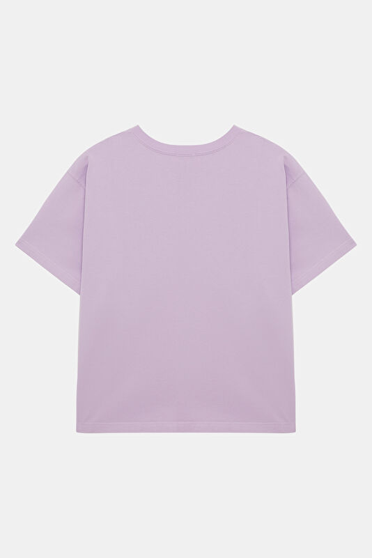 Lila Bisiklet Yaka Kadın T-Shirt 2