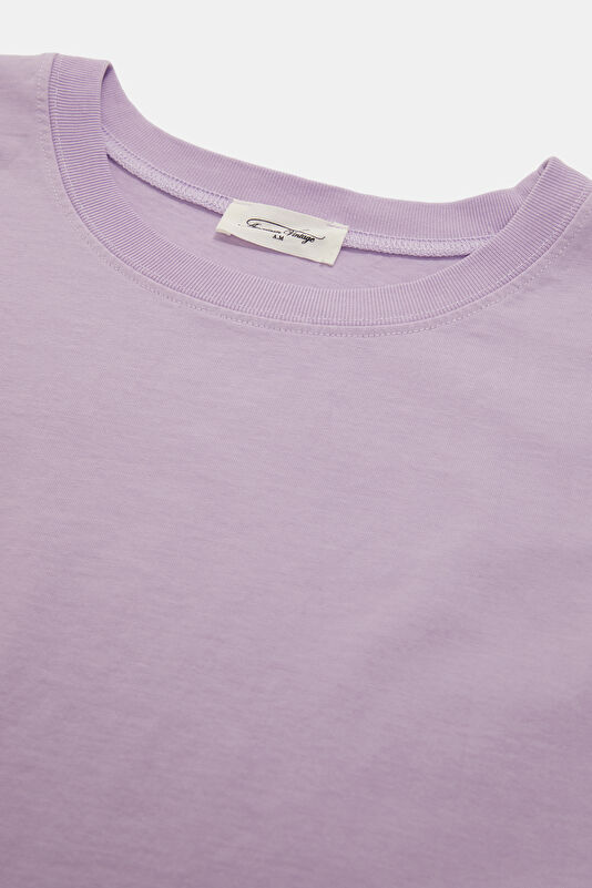 Lila Bisiklet Yaka Kadın T-Shirt 3