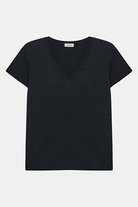 Siyah V Yaka Kadın T-Shirt