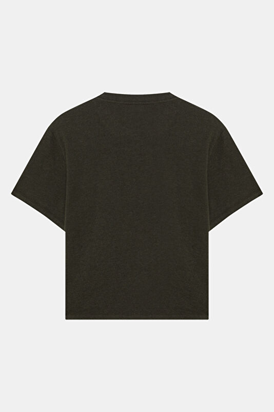 Haki Bisiklet Yaka Kadın T-Shirt 2