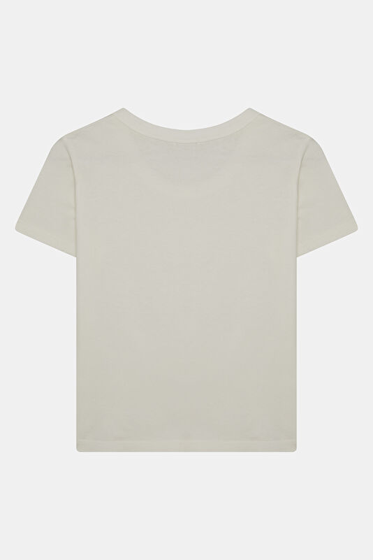 Beyaz Bisiklet Yaka Kadın T-Shirt 2
