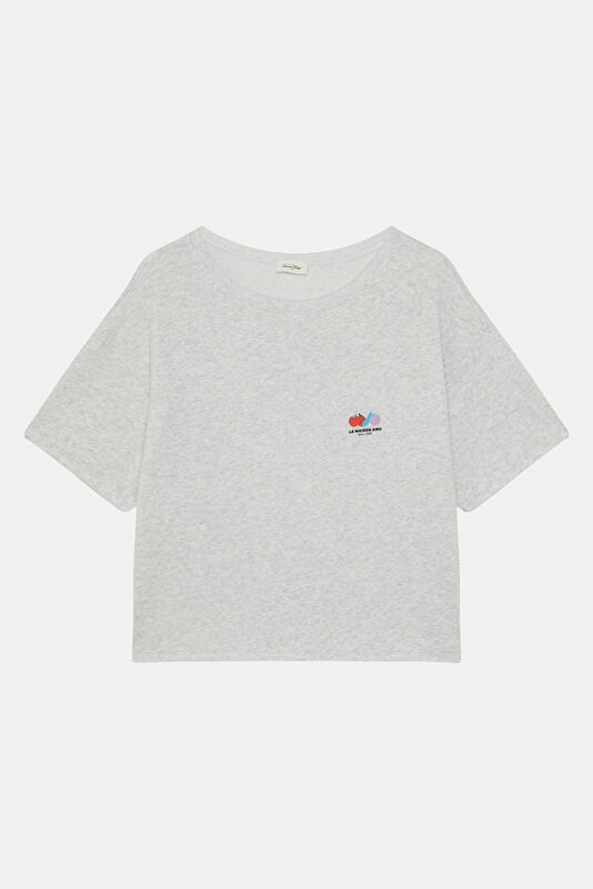 Beyaz Bisiklet Yaka Kadın T-Shirt