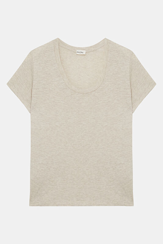 Pudra Kayık Yaka Kadın T-Shirt