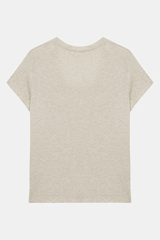 Pudra Kayık Yaka Kadın T-Shirt 2