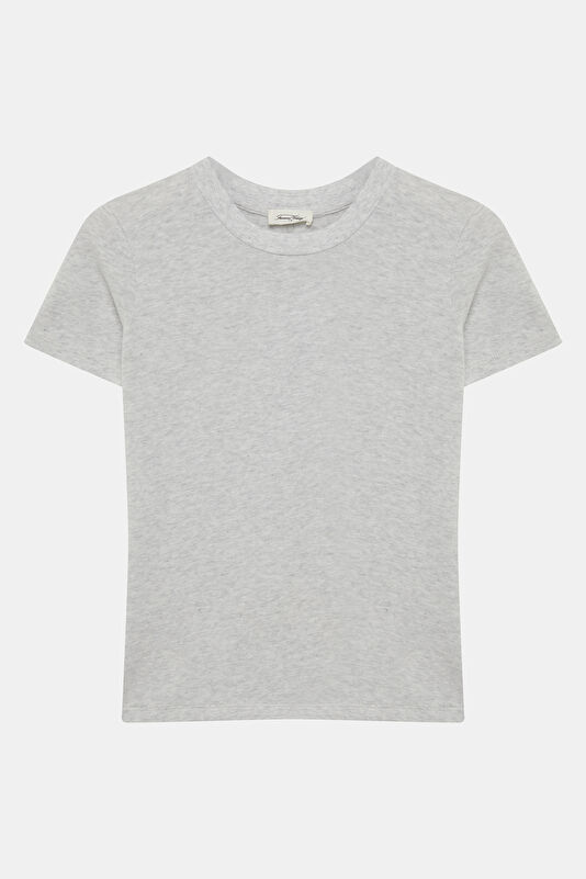 Gri Melanj Bisiklet Yaka Kadın T-Shirt