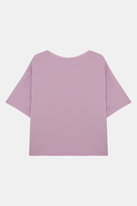 Pembe Bisiklet Yaka Kadın T-Shirt 2