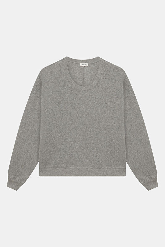 Gri Bisiklet Yaka Kadın Sweatshirt
