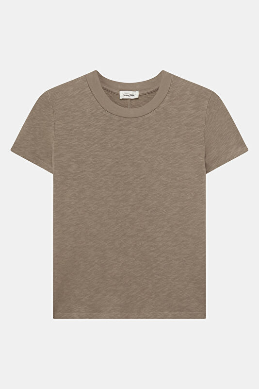Kahve Bisiklet Yaka Kadın T-Shirt