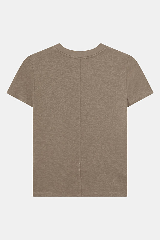 Kahve Bisiklet Yaka Kadın T-Shirt 2