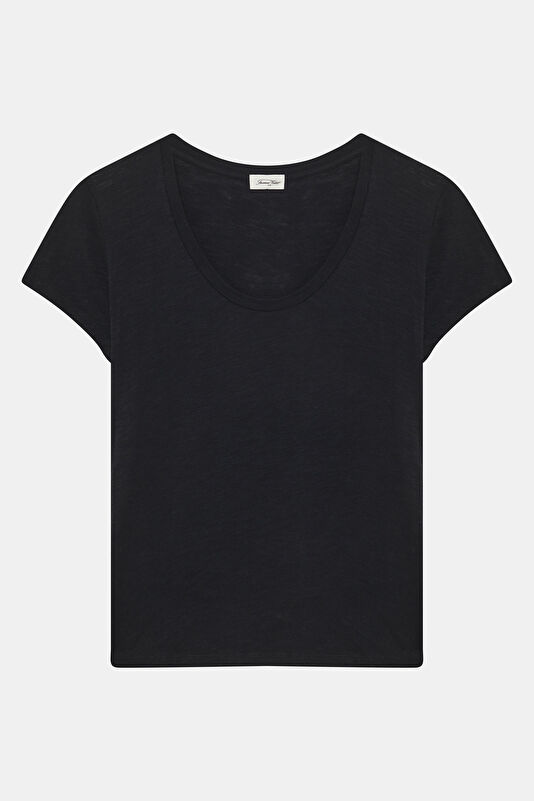 Siyah Kayık Yaka Kadın T-Shirt