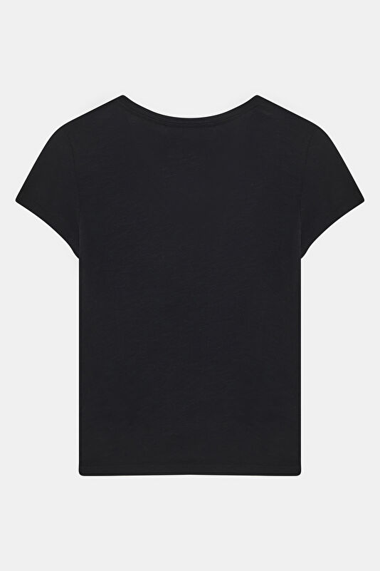 Siyah Kayık Yaka Kadın T-Shirt 2
