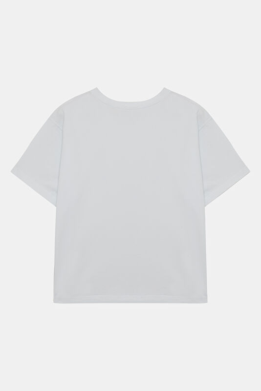 Beyaz Bisiklet Yaka Kadın T-Shirt 2