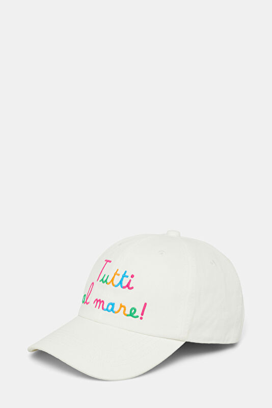 White Patterned Hat
