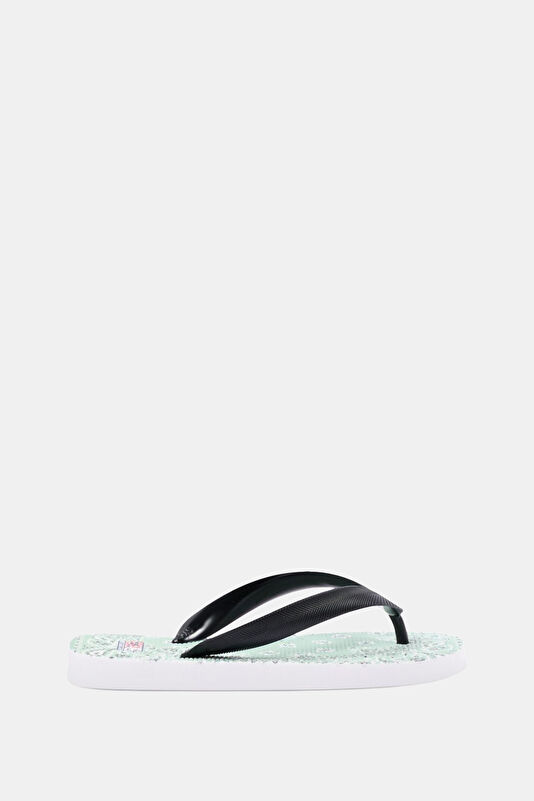 Green Patterned Kids Slippers