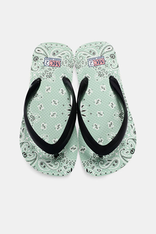 Green Patterned Kids Slippers 2
