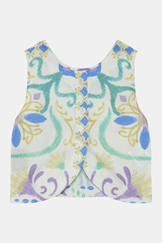 Multicolored Patterned Sleeveless Children's Blouse