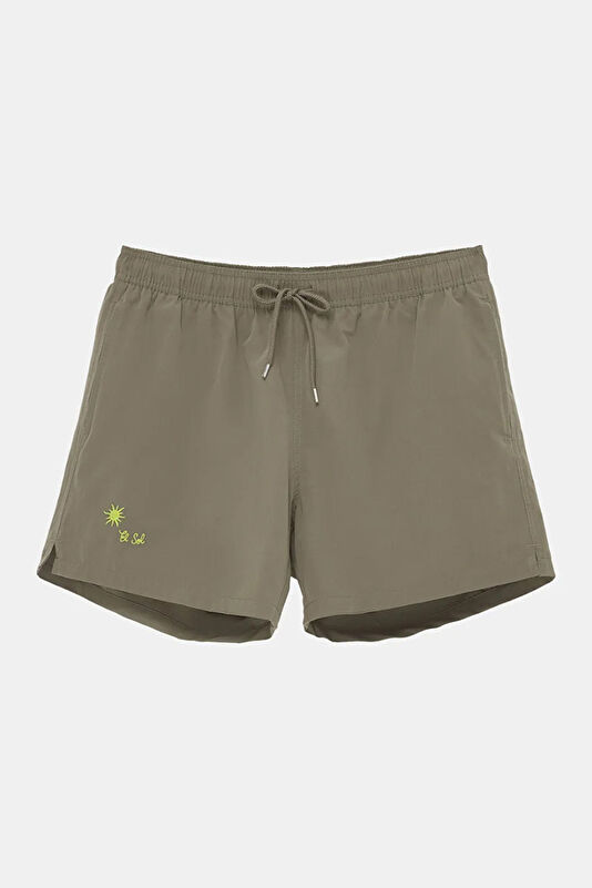 Green Embroidered Men's Swimsuit